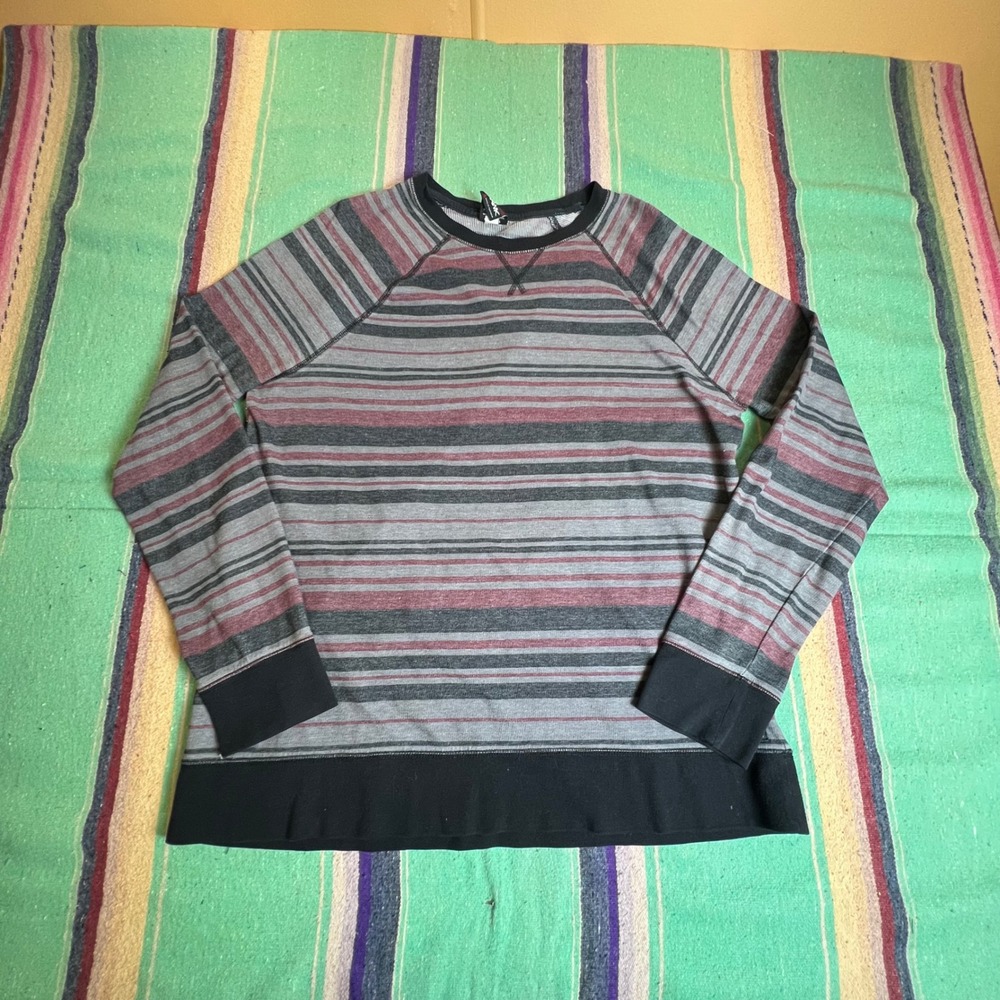 Tony Hawk Sweatshirt Mens XL Grey Burgundy Striped Raglan Skater Pullover
